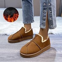Women's Boots Snow Boots Winter Boots Daily Booties Ankle Boots Flat Heel Round Toe Casual Comfort Faux Suede Loafer Solid Color Black Brown Gray Lightinthebox - thumbnail