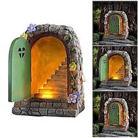 Fairy Door Statue, Resin Material Hand Painted Luminous Fairy Garden Stone Door Decoration Solar Fairy Door Statue Waterproof Solar Panels Art Sculpture Decoration Lightinthebox - thumbnail