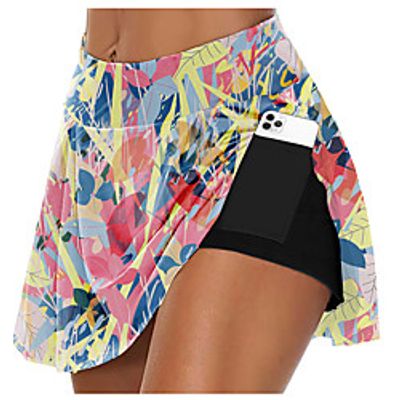 21Grams Women's High Waist Athletic Skort Running Skirt 2 in 1 Running Shorts with Built In Shorts Athletic Bottoms 2 in 1 Side Pockets Summer Fitness Gym Workout Running Training Exercise Quick Dry Lightinthebox