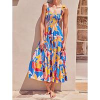 Women's Casual Dress Swing Dress Floral Leaf Print Strap Long Dress Maxi Dress Streetwear A Line Street Holiday Sleeveless Summer Lightinthebox