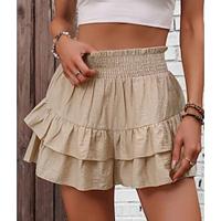 Women's Shorts Polyester Plain Black Khaki Casual Daily Short Going out Weekend Summer Lightinthebox