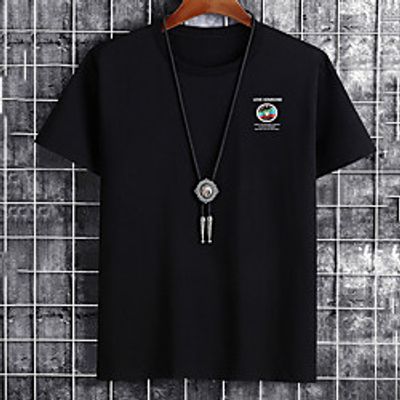 Men's Unisex Tee T shirt Hot Stamping Graphic Prints Letter Plus Size Print Short Sleeve Casual Tops Cotton Basic Fashion Designer Big and Tall White Black Khaki miniinthebox