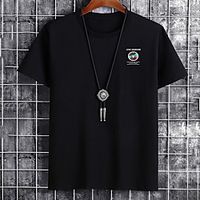 Men's Unisex Tee T shirt Hot Stamping Graphic Prints Letter Plus Size Print Short Sleeve Casual Tops Cotton Basic Fashion Designer Big and Tall White Black Khaki miniinthebox - thumbnail