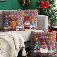 Christmas Decorations Plush Luminous Pillowcase Santa Claus Pillow Snowman for Living Room Sofa Cushion without Pillow Inner 4040cm Lightinthebox - thumbnail