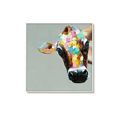 Oil Painting Handmade Hand Painted Wall Art Square Modern Cow Animal Picture Home Decoration Decor Rolled Canvas No Frame Unstretched Lightinthebox