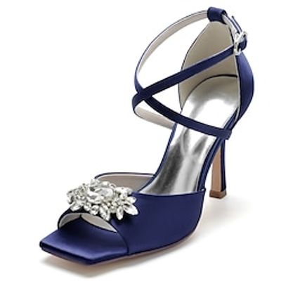 Women's Wedding Shoes Dress Shoes Wedding Party Rhinestone Stiletto Heel Square Toe Open Toe Fashion Elegant Satin Cross Strap Solid Color Silver Wine Black Lightinthebox Women's Wedding Shoes Dress Shoes Wedding Party Rhinestone Stiletto Heel Square Toe Open Toe Fashion Elegant Satin Cross Strap Solid Color Silver Wine Black Lightinthebox