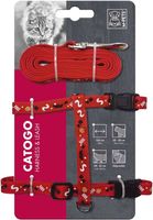M-PETS Catogo Cat Harness & Leash Set, Red