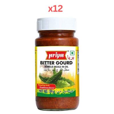 Priya Bittergourd (Karela) Pickle In Oil 300g Pack of 12