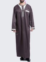 Muslim Middle East Mens Fashion Solid Robes Suit