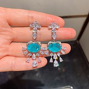 Women's Synthetic Sapphire Earrings Tassel Fringe Precious Stylish European Sweet Gold Plated Earrings Jewelry Blue For Wedding Party Evening Street Birthday Festival Lightinthebox