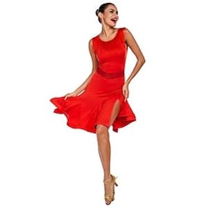 Women's Dancer Zumba Latin Dance Modern Dance Dress Party Dress Tango Dance Costume Party Stylish Modern Style Polyester Red Dress miniinthebox