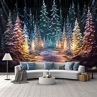 Christmas Forest Hanging Tapestry Wall Art Xmas Large Tapestry Mural Decor Photograph Backdrop Blanket Curtain Home Bedroom Living Room Decoration miniinthebox - thumbnail