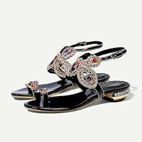 Women's Wedding Shoes Sandals Bling Bling Dress Shoes Wedding Party Wedding Sandals Rhinestone Block Heel Low Heel Round Toe Elegant Bohemia Vintage Microbial Leather Black Gold Lightinthebox