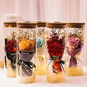 Artificial Rose Soap Sunflower Wishing Bottle LED Light Gift Bag Set Valentine's Day Birthday Anniversary Gift For Women Teacher 237CM miniinthebox