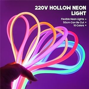 COB LED Strip 288 LEDs/m 220V EU Plug RA90 COB Outdoor Neon Sign Tape White Natural Pink Red For Kitchen Lighting 10m miniinthebox