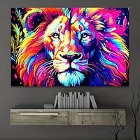Animals Wall Art Canvas Colorful Lion Prints and Posters Portrait Pictures Decorative Fabric Painting For Living Room Pictures No Frame miniinthebox
