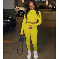 Women's Women Plain Two Piece Set Tracksuit Pant Tops Lightinthebox - thumbnail
