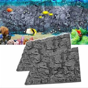 3D Foam Rock Reptile Aquarium Fish Tank Background Backdrop 24'' X 18'' Home Decor