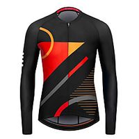 21Grams Men's Long Sleeve Cycling Jersey Spandex Polyester Black  Red Stripes Bike Jersey Top Mountain Bike MTB Road Bike Cycling Quick Dry Moisture Wicking Breathable Sports Clothing Apparel Lightinthebox - thumbnail