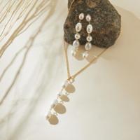 Pearl Embellished Necklace and Earrings Set