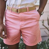 Men's Summer Shorts Work Shorts Casual Shorts Button Pocket Plain Comfort Formal Party Work Fashion Classic Style Pink Khaki Lightinthebox