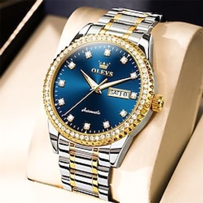 OLEVS Brand Men'S Watches Night Calendar Week Display Fashion Double Calendar Mechanical Watch Diamonds Waterproof Sports Men'S Wristwatch Lightinthebox