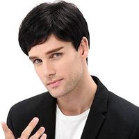 Synthetic Wig Natural Straight Short Bob Machine Made Wig 8 inch Natural Black #1B Synthetic Hair 8-9 inch Men's Classic Comfy Fluffy Natural Black  Daily Wear Lightinthebox - thumbnail