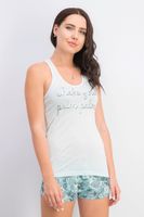 Womens 2 Pieces Set Sleeveless Top & Short  Whispering Blue/Silver - thumbnail