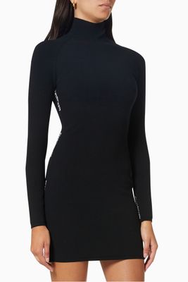 Turtleneck Dress in Logo Jacquard Viscose Turtleneck Dress in Logo Jacquard Viscose
