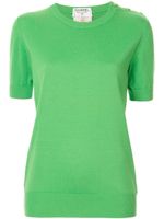 Chanel Pre-Owned buttoned shoulder knitted T-shirt - Green