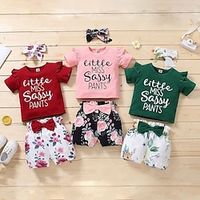 2 Pieces Toddler Girls' Easter Cartoon Shorts Suit Set Short Sleeve Daily Casual 3-7 Years Summer Pink Wine Green Lightinthebox - thumbnail