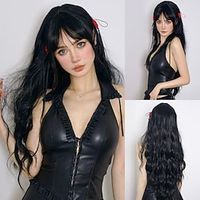 Synthetic Wig Movie  TV Theme Costumes Uniforms Career Costumes No Game No Life Hell Girl Another Curly kinky Straight Layered Haircut With Bangs Machine Made Wig 28 inch Black Synthetic Hair Women's Lightinthebox - thumbnail
