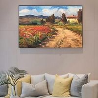 Hand-painted Wall Art Landscapes Handmade Country Life Oil Painting Kitchen Wall Decor Large Wall Art Original Gift No Frame Lightinthebox - thumbnail