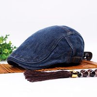 Men Women Vintage Beret Peaked Cap Casual Jean Cowboy Beret Hats Forward Denim Beret Cap