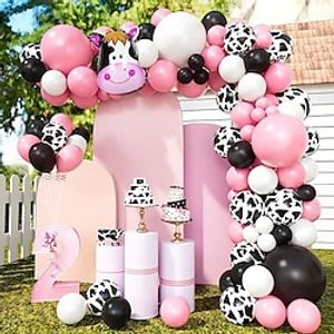 76pcs Fun Cow Balloon Flower Ring Arch Set Farm Party Balloon Cow Print Balloon Children's Birthday Decoration Balloon Set Lightinthebox