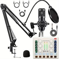 Podcast Equipment Bundle Audio Interface With All In One Live Sound Card And BM800 Condenser Microphone Podcast Microphone Perfect For Recording Broadcasting Live Streaming Lightinthebox