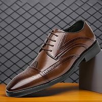 Men's Boots Retro Brogue Dress Shoes Walking Casual Daily Leather Comfortable Booties / Ankle Boots Loafer Black Brown Spring Fall miniinthebox - thumbnail