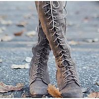 Women's Boots Riding Boots Block Heel Round Toe Over The Knee Boots Casual Basic Daily Walking Shoes PU Solid Colored Black Brown Gray miniinthebox - thumbnail