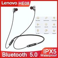 Lenovo HE08 HIFI Stereo Earphone 4 Speakers Dual Dynamic Wireless Headset Bluetooth 5.0 Neckband Sports Running Lightinthebox - thumbnail