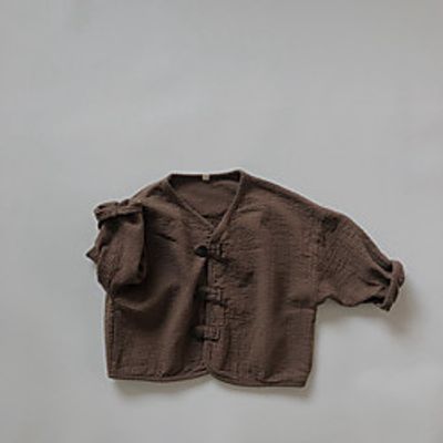 Spring Baby Boys Cotton Linen Coats Korean Style Retro Solid Color Children Cardigan Tops Toddlers Kids Casual Jackets Lightinthebox