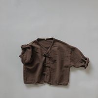 Spring Baby Boys Cotton Linen Coats Korean Style Retro Solid Color Children Cardigan Tops Toddlers Kids Casual Jackets Lightinthebox - thumbnail