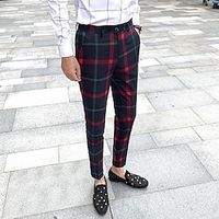 Men's Chinos Trousers Jogger Pants Plaid Dress Pants Chino Pants Front Pocket Plaid Checkered Lattice Tartan Comfort Business Casual Daily Basic Streetwear Blue Gold Micro-elastic Lightinthebox - thumbnail