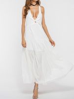 Sexy Backless Deep V Hollow Sleeveless Maxi Dress For Women