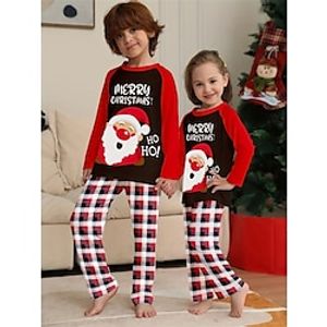 Santa Claus Reindeer Family Christmas Pajamas Nightwear Boys Girls' Family Matching Outfits Christmas New Year Christmas Eve Kid's Home Wear Polyester Top Pants Lightinthebox