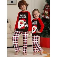 Santa Claus Reindeer Family Christmas Pajamas Nightwear Boys Girls' Family Matching Outfits Christmas New Year Christmas Eve Kid's Home Wear Polyester Top Pants Lightinthebox - thumbnail