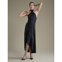 Satin Ruffle Halter Tie Back Sleeveless Elegant Party/Wedding Guest Dressdress to impress 2024