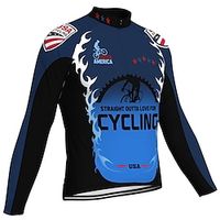 21Grams Men's Cycling Jersey Long Sleeve Bike Top with 3 Rear Pockets Mountain Bike MTB Road Bike Cycling Breathable Quick Dry Moisture Wicking Reflective Strips Blue American  USA Polyester Spandex Lightinthebox - thumbnail