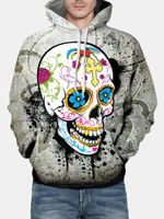 Mens 3D Skulls Pattern Printed Casual Hoodies