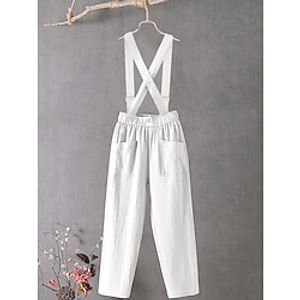Women's Overall Pocket Solid Color Casual Daily Weekend Straight Regular Fit Strap Black White Green S M L All Seasons Lightinthebox