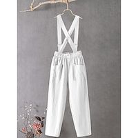 Women's Overall Pocket Solid Color Casual Daily Weekend Straight Regular Fit Strap Black White Green S M L All Seasons Lightinthebox - thumbnail